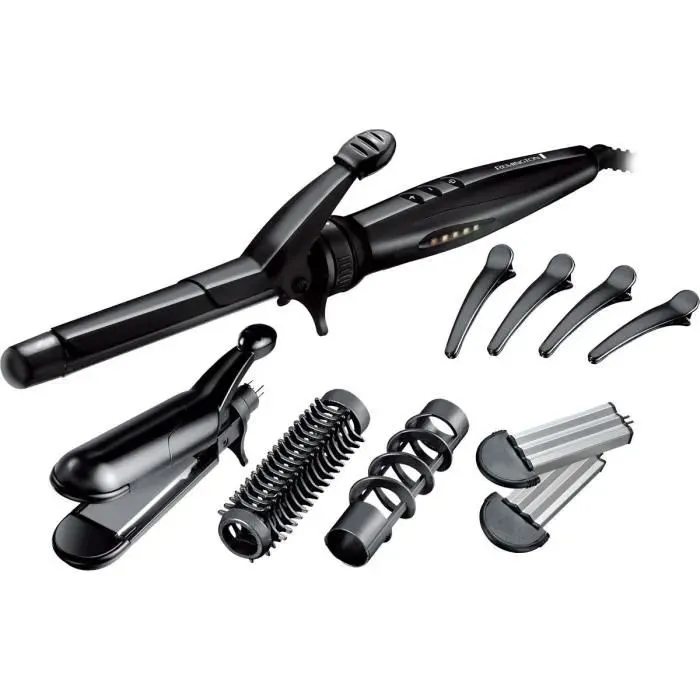 Multistyler 5en1 - Remington S8670 Lisse Boucle Ondule Spirale Gaufre - 4 embouts interchangeables pinces à cheveux mallette