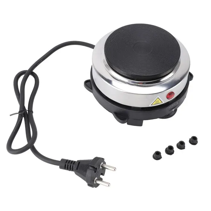 Mxzzand mini cuisinière électrique Petite plaque chauffante électrique 500W en acier electromenager mini-four Prise UE 220V