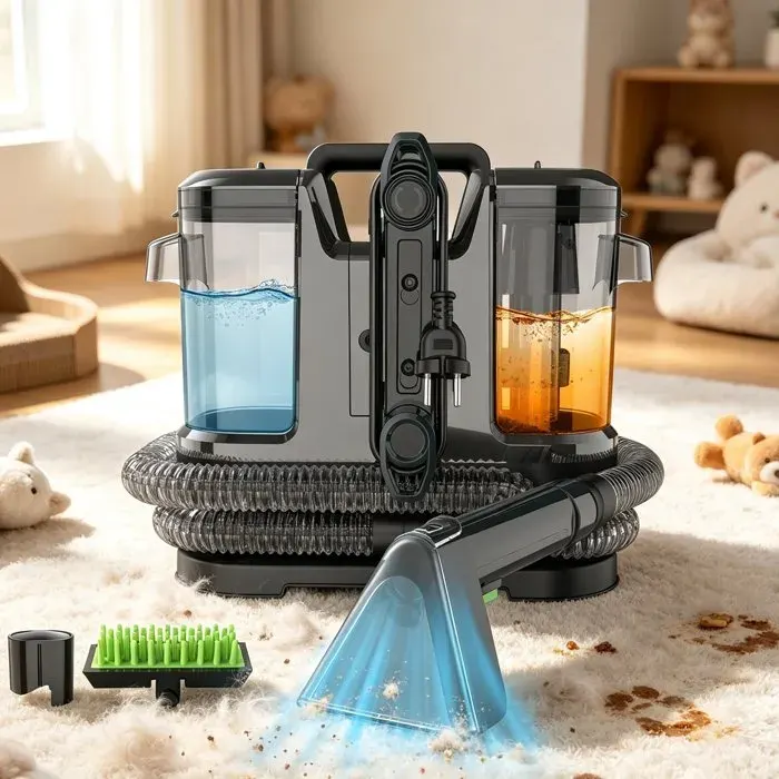 Nettoyant pour canapés Nettoyeur à tapis et tissus 450W 12kPa Réservoirs 18L/08L Câble 5m pour canapés & poils d’animaux