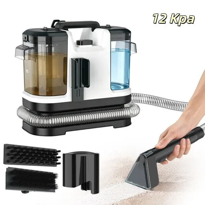 Nettoyant pour canapés Nettoyeur à tapis et tissus 500W 12kPa Réservoir 1.8L/08L Cordon 5M Nettoyeur détacheur portable