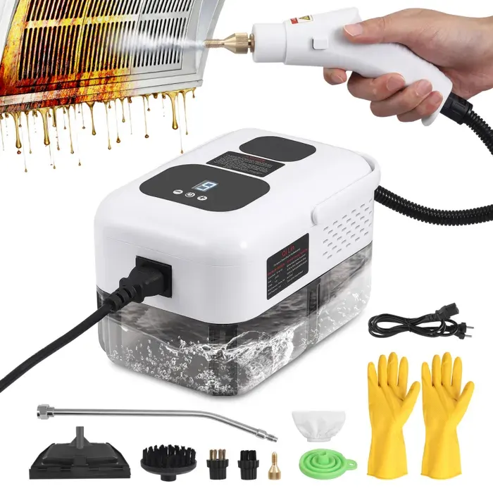 Nettoyer à Vapeur 2500W Nettoyeur Vapeur Professionnel avec 6 Têtes 1200ML Réservoir deau pour le Nettoyage Canapés Carrelage