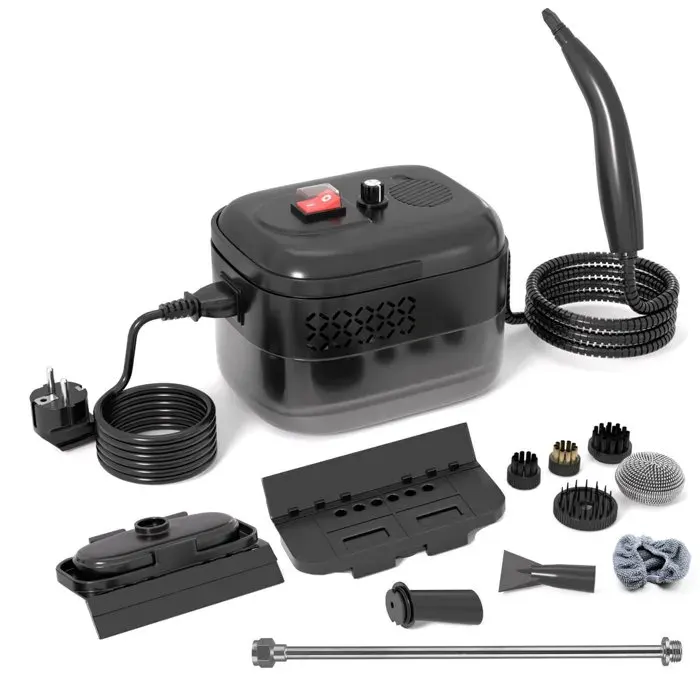 Nettoyer à Vapeur avec réservoir de 14 L - 2500W avec 11accessoires - 6 réglables chauffage rapide en 15 secondesNoir
