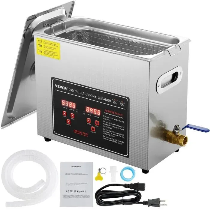 Nettoyeur à ultrasons 6L - VEVOR - Bac Ultrasons Numérique avec Chauffage Minuterie