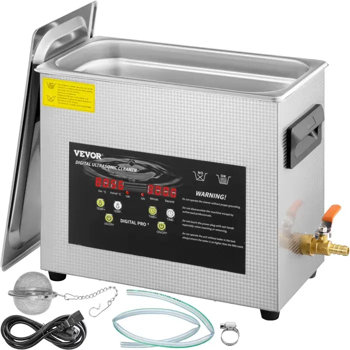 Nettoyeur à Ultrasons Numérique-VEVOR- 6 L Chauffage 200 W Ultrasons 180 W Bac Ultrasons avec Chauffage et Minuterie