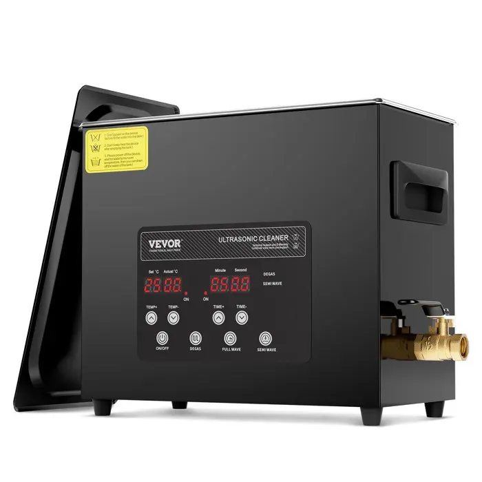 Nettoyeur à Ultrasons Numérique-VEVOR-6 L-Mode Doux et Dégazage Amélioré-avec Chauffage et Minuterie-Noir