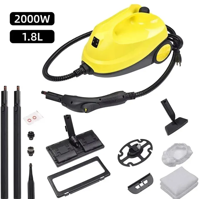 Nettoyeur à Vapeur Électrique 2000W Réservoir de 18 L Pression de 4 Bars Nettoyage en Profondeur pour Cuisine Sol Canapé Voiture