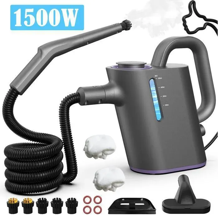 Nettoyeur à vapeur haute pression1500W105 °Créglable 1à 6chauffage 15-20 secondes550 mlpour VoitureCuisine et Meubles