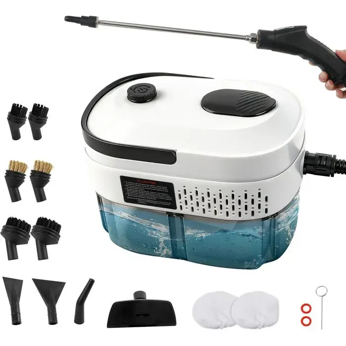 Nettoyeur à vapeur manuelnettoyeur à vapeur de 2500W avec réservoir deau de 14L3 niveaux de vapeur et 12 accessoiresnettoyeur