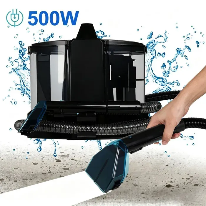 Nettoyeur Canapé 500W 12kPa Grand Réservoir 1.75L Câble 5m Multi-Tensions 100-240V Taches Animaux & Tapis