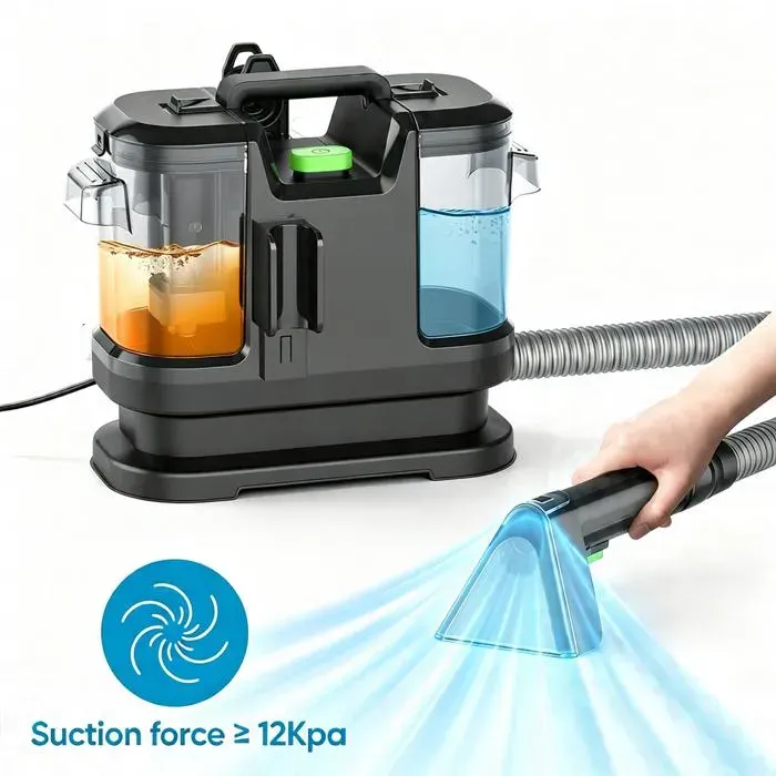 Nettoyeur Canapé Tissu machine de nettoyage de tapis Shampouineuse Cordon 5 m propre 1.8 L usées 0.8 L 3 têtes nettoyage 450W