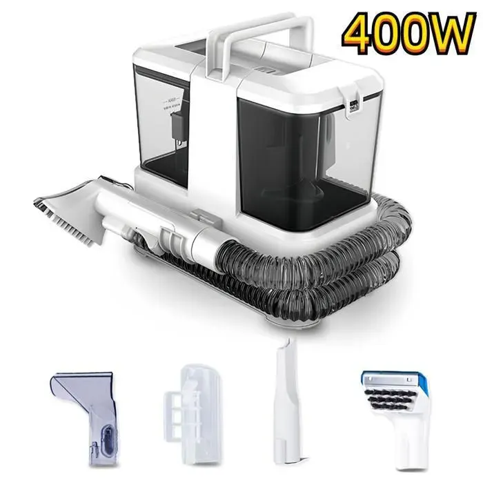 Nettoyeur Canapé Tissu Shampouineuse Nettoyeur Détacheur Portable 9 Kpa 400w Quatre types brosse pour Tapis Matelas Rideau