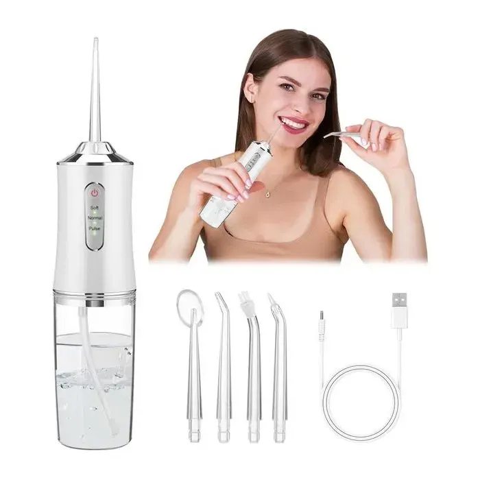 Nettoyeur de dents - avec 3 modes et 4 buses rechargeable par