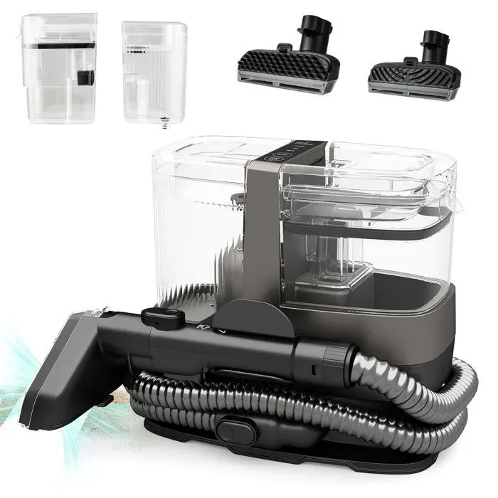 Nettoyeur de Tapis Portable 1800W COSTWAY-Eau Froide/ChaudeStérilisationVapeur-17 kPa-Réservoir 11 L-Tuyau 16 M-Brosses 2 en 1