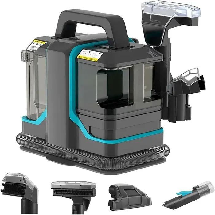 Nettoyeur De Tapis Portable Machine De Nettoyage De Tapis Et De Tissus Dameublement 450 W 11 Kpa Forte Aspiration Et Détachant
