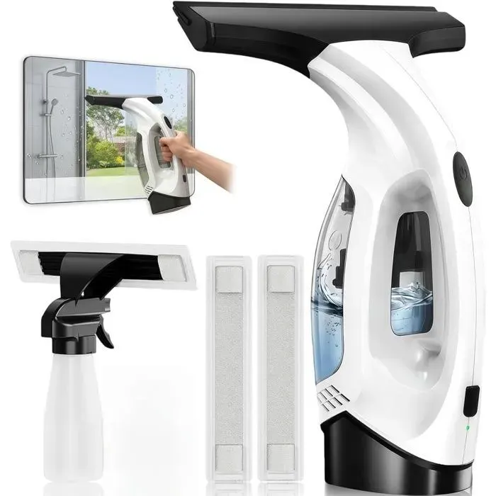 Nettoyeur de Vitres Aspirateur Rechargeable Sans Fil Nettoyage de Vitres Électrique Raclette large 28cm Autonomie 40 min