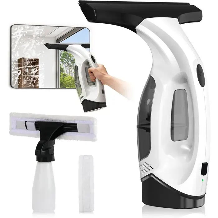 Nettoyeur de Vitres Électrique Sans Fil Aspirateur à Vitres 2000 Pa Réservoir 150 ml Kit Lave-Vitre pour Fenêtre Miroir Carrelage