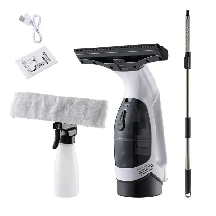 Nettoyeur de vitres et raclette sans fil Nettoyeur de vitres électrique à forte aspiration avec réservoir de récupération deau — coloris Blanc