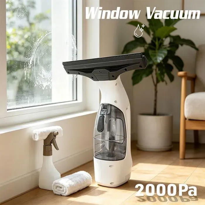 Nettoyeur de vitres sans fil - RONTALY - Aspirateur de fenêtres - 20 kPa - Batterie 3500 mAh 45 min - Raclette 28 cm