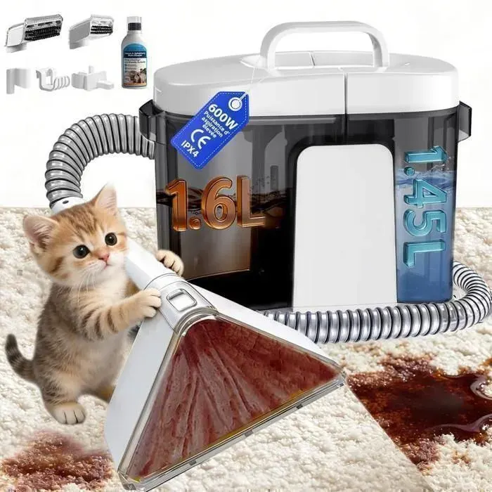 nettoyeur détacheur portable-Shampouineuse-600w/17kPa-/Tuyau 15M - Cordon dalimentation 5M - Réservoir 1.6L/145L