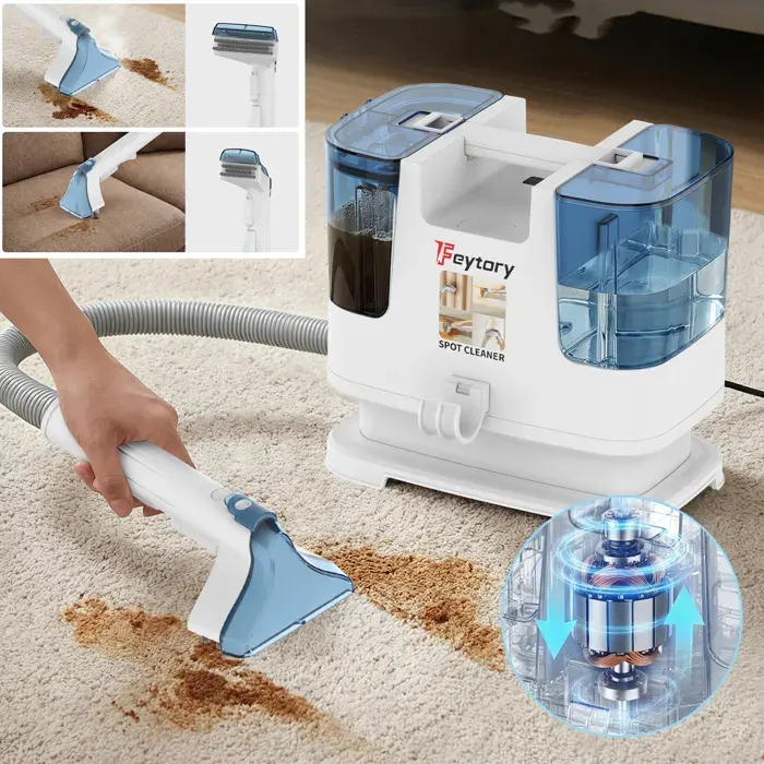 Nettoyeur Détacheur Shampouineuse 19Kpa - Canapés Tapis Tissu dameublement 1000 W Nettoyeur Canapé Tissu Réservoir 06L/15L