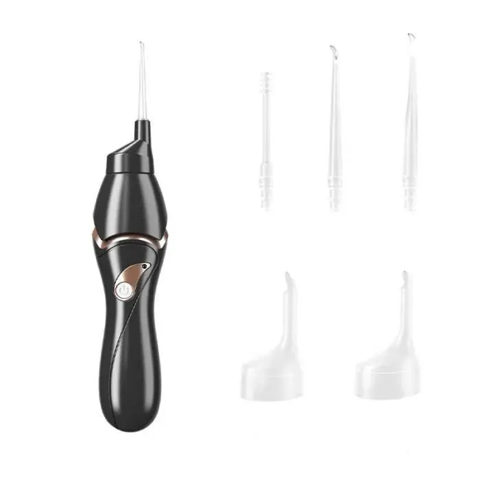 Nettoyeur doreille électrique - AQSACOKIYA - Aspirateur sûr et indolore avec lumière et 5 têtes Noir