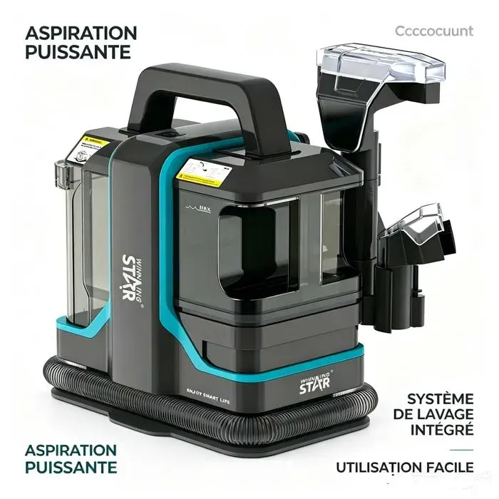 Nettoyeur pour canapé et tapis – 450W - 11 kPa – Réservoirs 1080 ml / 800 ml câble 5 m IPX4– Idéal pour canapé moquette siège