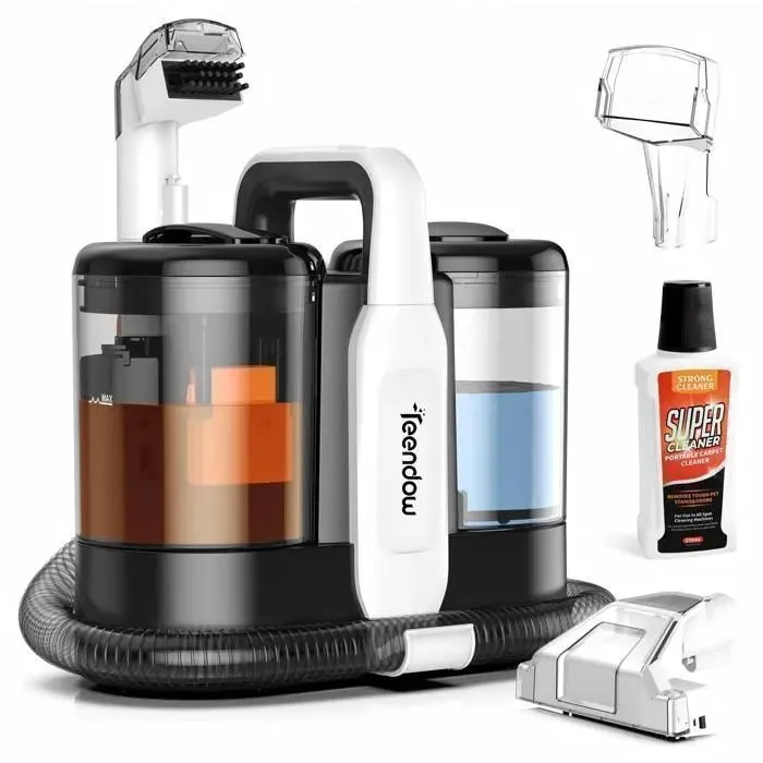 Nettoyeur tapis et aspirateur Teendow C5 - 500W 1500ml portable silencieux pour tapis canapé escaliers animaux voiture