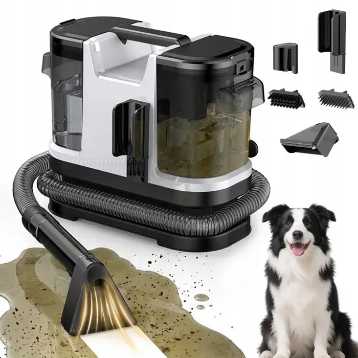Nettoyeur tissus-600W-18000Pa-eau chaude 55°C-2 réservoirs 18L/08L-4m câble-3 brosses-léger 3kg-voiture/maison