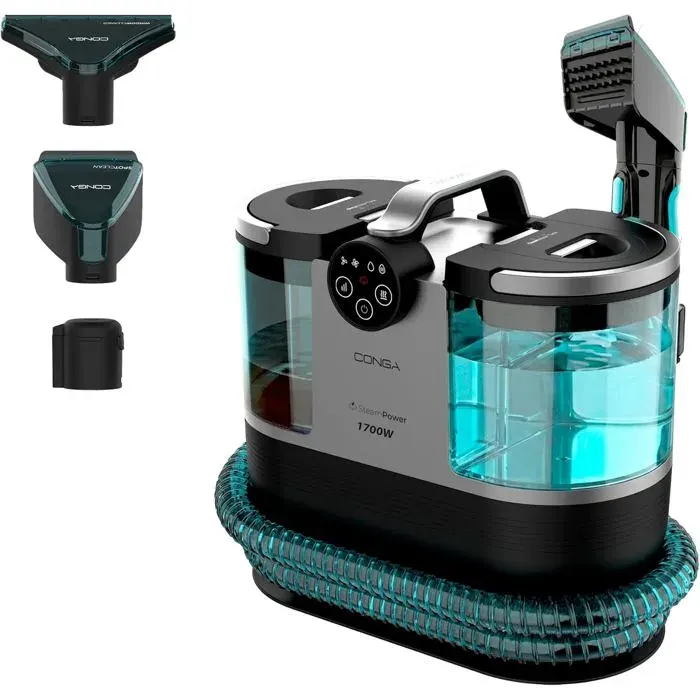 Nettoyeur Tissus Conga 7000 Carpet&Spot Clean Steam Xxl Neo 1700W 3 En 1 Réservoirs 1600/950Ml Rayon 7M Canapé Tapis