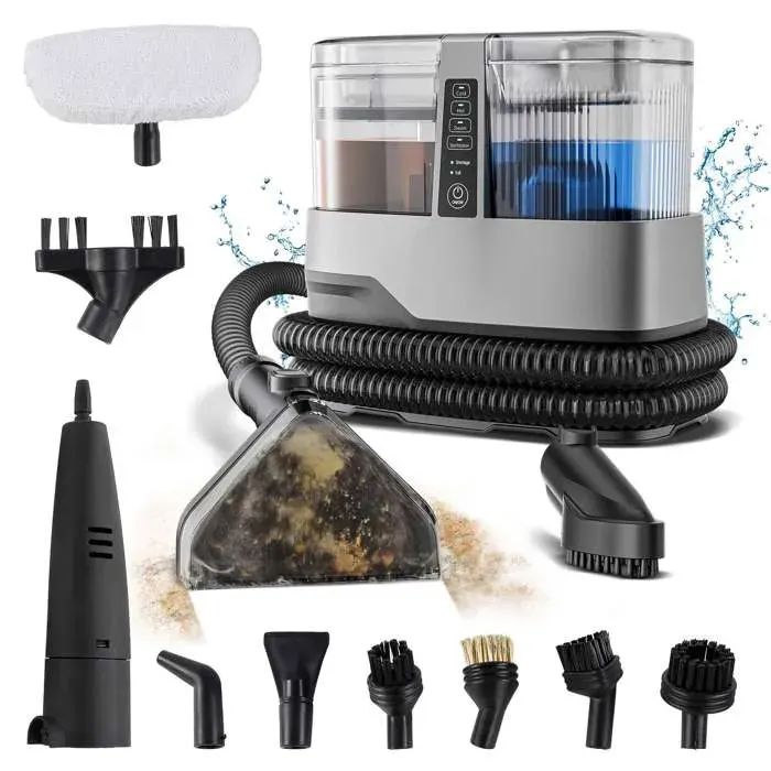 Nettoyeur vapeur 1 800 W 17 000 Pa réservoir de 11 L 100 °C chauffage rapide puissance élevée portable blanc