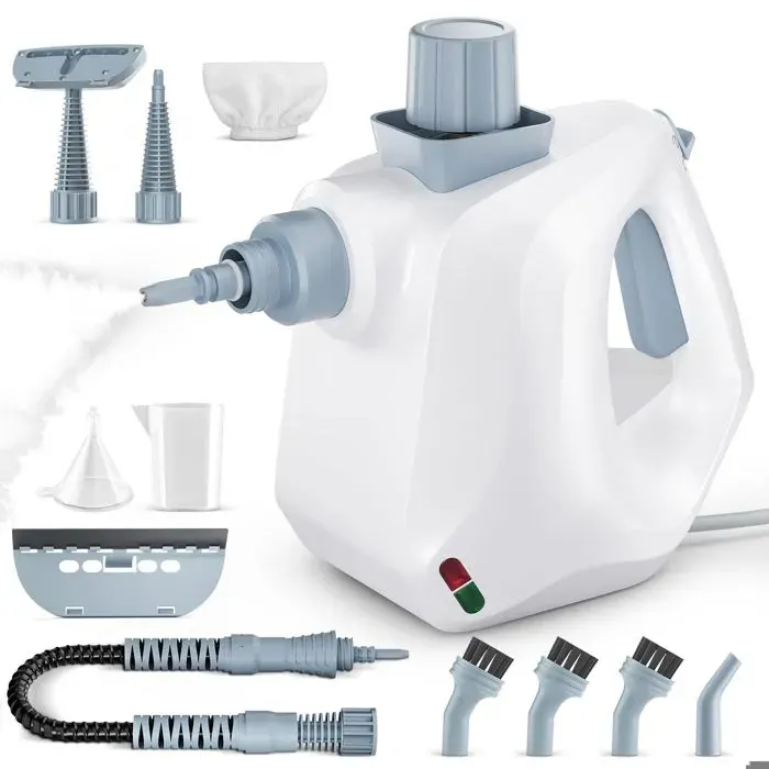 Nettoyeur Vapeur 1000W avec serrure de sécurité et kit daccessoires de 10 piècesSteam Cleaner pour Taches sur VitreslitMatelas