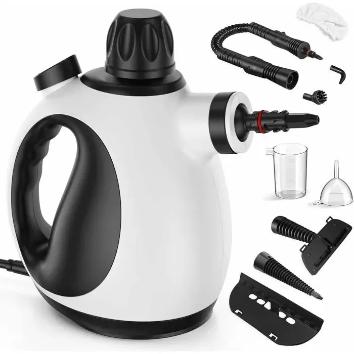 Nettoyeur Vapeur- 1200 W avec réservoir deau de 350 ml et kit de nettoyage 9 pièces nettoyage en profondeur à 100 °C + vapeur