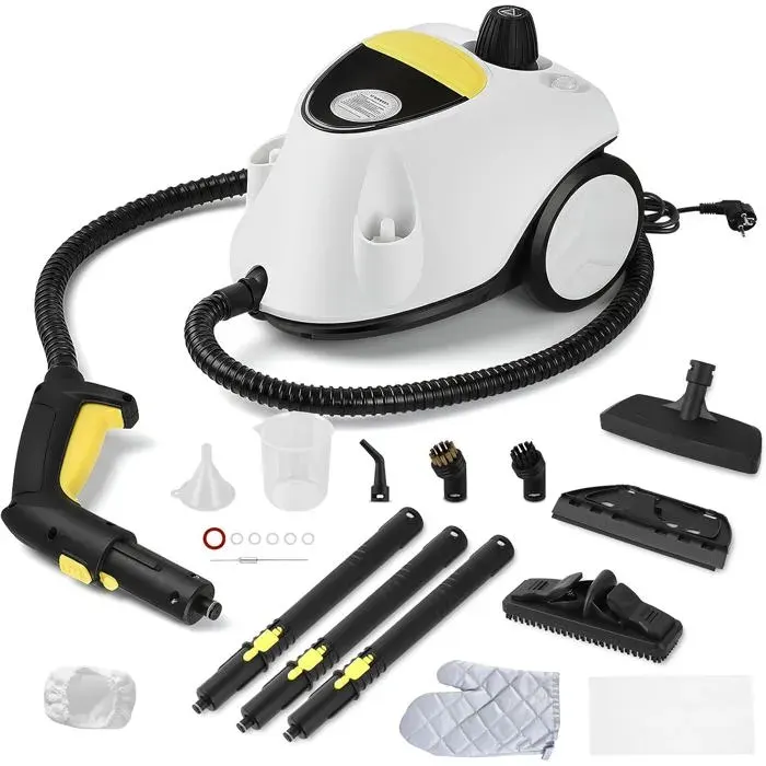 Nettoyeur Vapeur 2100W Nettoyeur Vapeur Haute Pression Réservoir Eau 2.1L Chauffage Rapide 320 °F5 Bar Portable Steam Cleaner