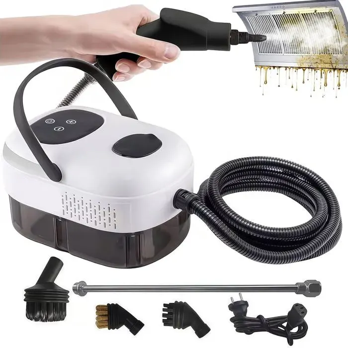 Nettoyeur vapeur 2500 W 3 bar - Pour la maison - 6 niveaux - Avec réservoir de 1 l et 3 têtes de brosse - Pour cuisine fenêtre sol