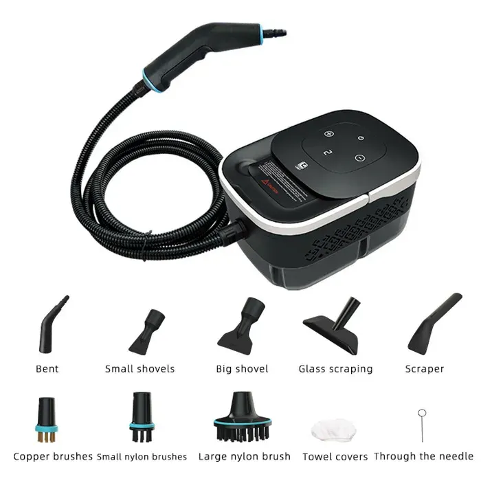 Nettoyeur vapeur 2500 W réservoir de 1250 ml 4 bars 6 réglages de vapeur 105 °C idéal pour le ménage portable noir