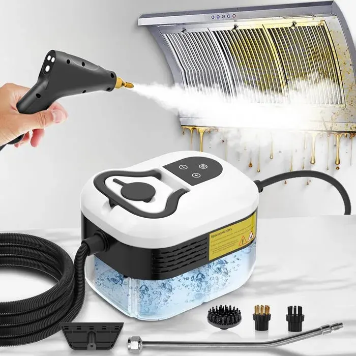 Nettoyeur Vapeur 2500W 3 Bars Bouton Tactile 4 Brosses Portable Haute Température Cuisine Sols Et Salle De Bain