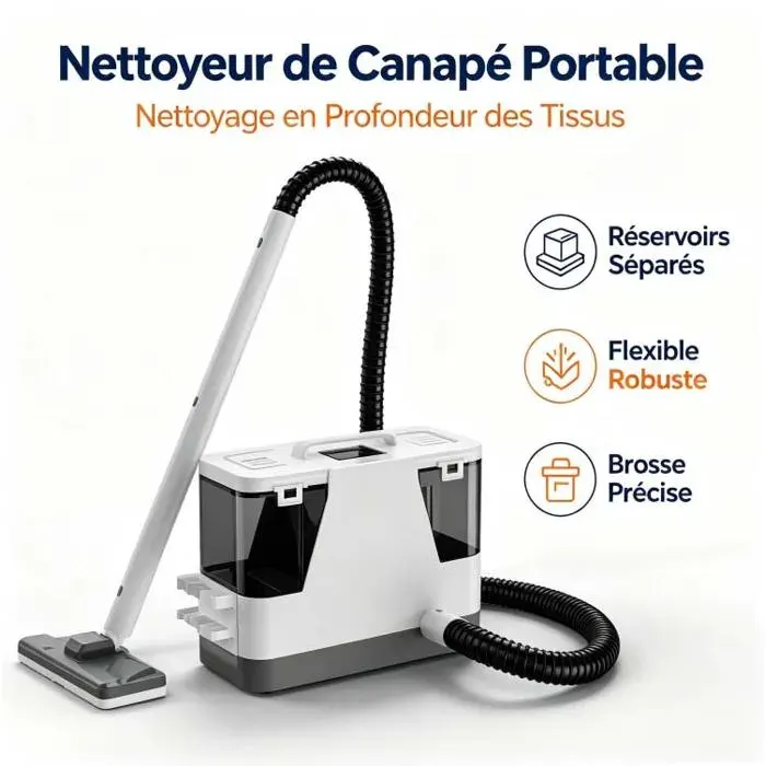 Nettoyeur Vapeur 2500W Canapé Tapis – Eau Froide & Vapeur 160°C – Aspirateur Soufflant Séchant – Auto-nettoyage – Réservoir 2L/16L