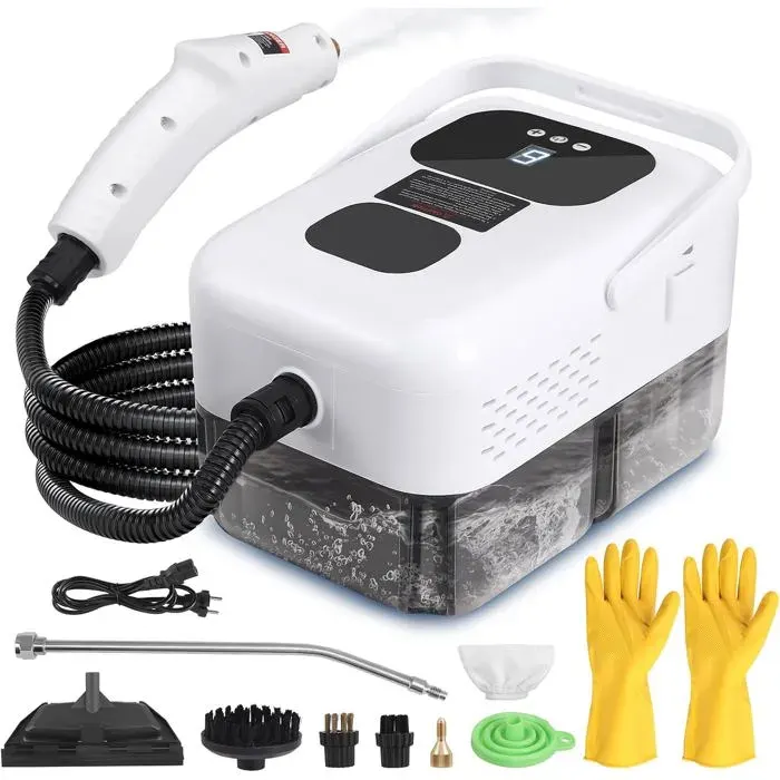 Nettoyeur Vapeur 2500W Nettoyeur Vapeur Portatif avec 130°C Haute Température Réservoir 1200ml 9 Niveaux de Vapeur