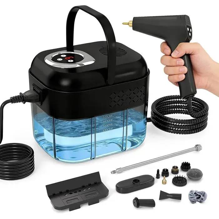 Nettoyeur Vapeur 2500W Portatif Nettoyeur Vapeur À Main 1700Ml Réservoir DEau Poignée Réglable 6 Niveaux Temps De Chauffe De 1