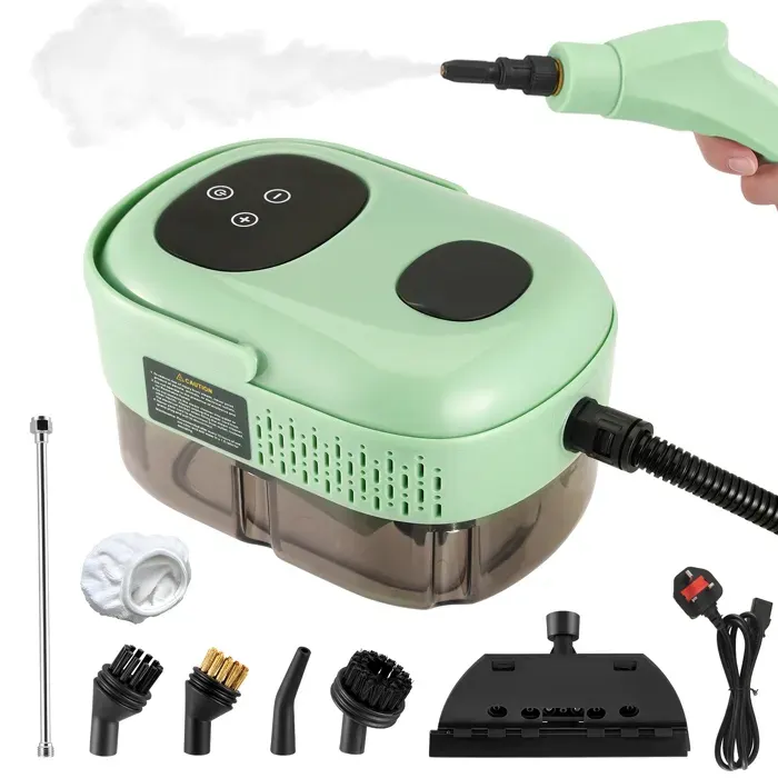Nettoyeur Vapeur 2500WNettoyeur Vapeur à Main1100ML Réservoir deau de Grande Capacité Réglables sur 6 NiveauxRapide Nettoyeur