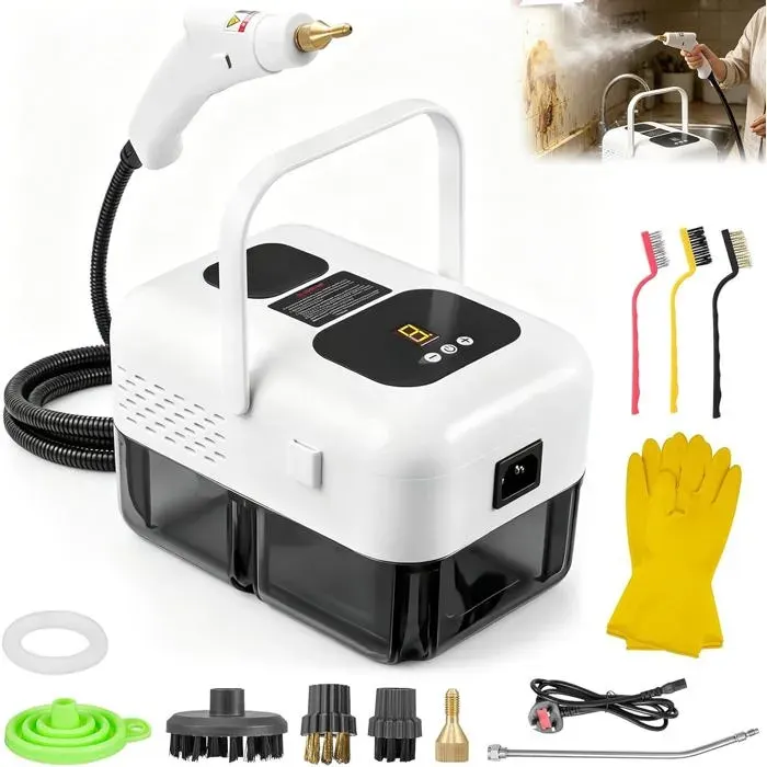 Nettoyeur Vapeur 2500WSteam Cleaner1.2l Réservoir deau6 niveaux réglables10 Secondes de Chauffage à la Main Nettoyeur Vapeur