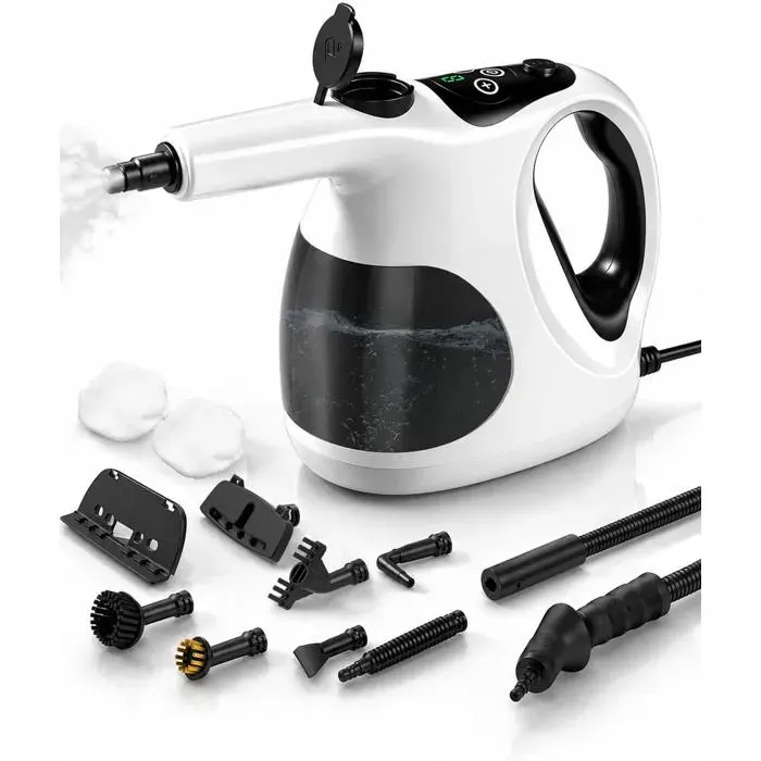 Nettoyeur Vapeur à Main 1200WVapeur Prête en 5S Nettoyeur Vapeur Portable3 Niveaux de Vapeur105°C Haute Température