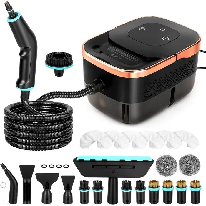 Nettoyeur Vapeur à Main 2500W 4 BarsChauffe en 15sVapeur à 105°C pour DésinfectionRéservoir 1250ml6 Niveaux de Puissance