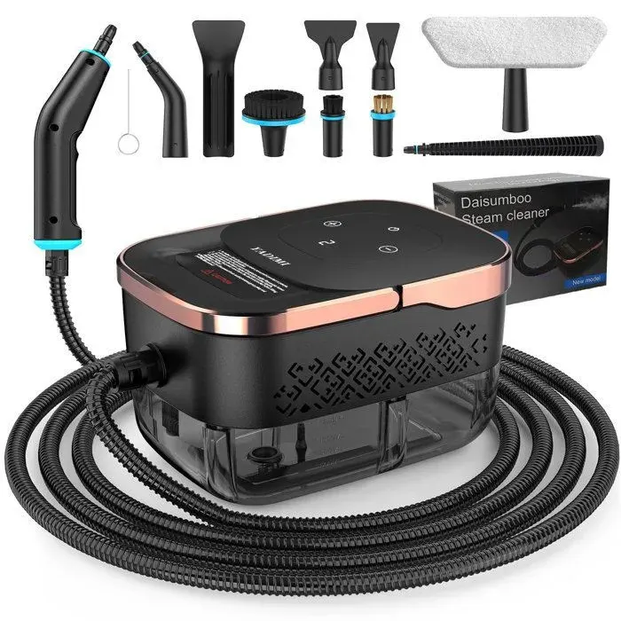 Nettoyeur Vapeur à Main de 1500W Avec Une Pression de 45 Bars6 Réglages de VapeurRéservoir deau de 1250mlNoir Doré