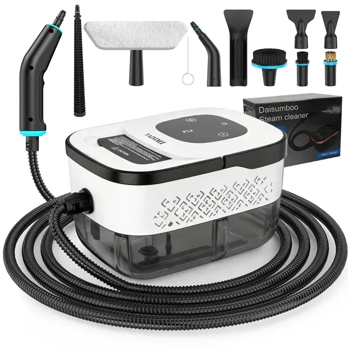 Nettoyeur Vapeur à Main de 1500W Avec Une Pression de 45 BarsRéservoir deau de 1250ml 6 Réglages de VapeurBlanc