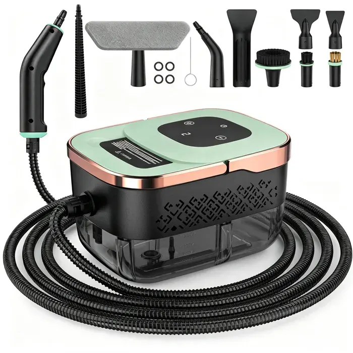 Nettoyeur Vapeur à Main de 1500W Avec Une Pression de 45 BarsRéservoir deau de 1250ml 6 Réglages de VapeurVert