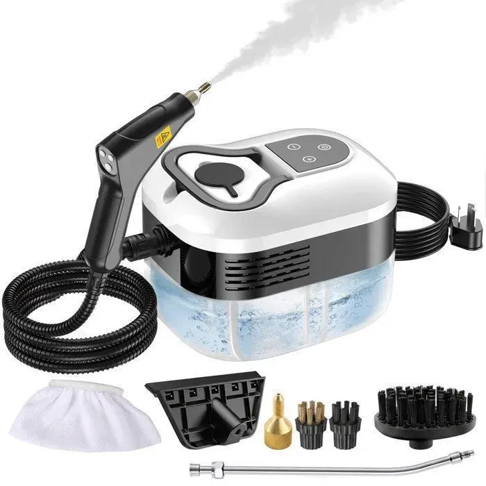 Nettoyeur vapeur à main de 1600W avec une pression de 5 barsNettoyeur vapeur puissant adapté aux fenêtres et à la cuisineBlanc