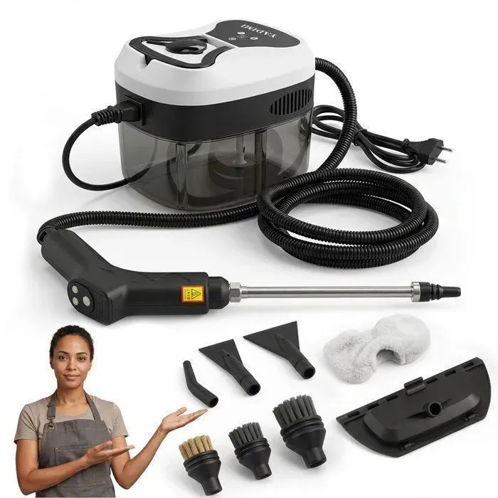 Nettoyeur Vapeur à Main de 1800W Avec Une Pression de 45 Bars6 Réglages de VapeurRéservoir deau de 1600mlBlanc