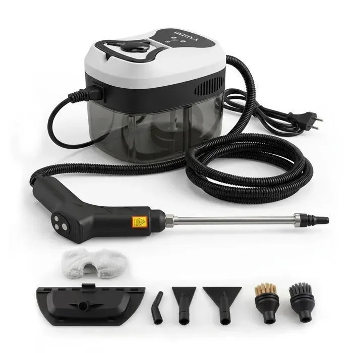 Nettoyeur Vapeur à Main de 1800W Avec Une Pression de 45 BarsRéservoir deau de 1600ml 6 Réglages de VapeurBlanc