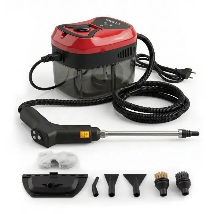Nettoyeur Vapeur à Main de 1800W Avec Une Pression de 45 BarsRéservoir deau de 1600ml 6 Réglages de VapeurRouge